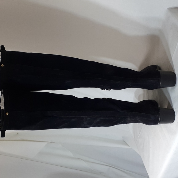 Prada black suede leather heeled boots size 37 size 7 - Picture 8 of 13